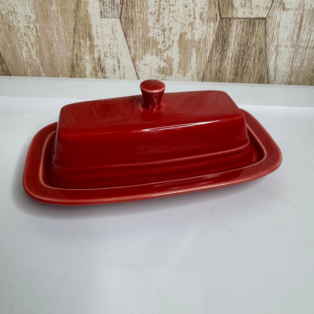 Fiesta Red Butter Dish w/ Lid Homer Laughlin USA Ceramic